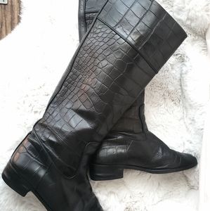 Bruno Magli CAMILLA CROC Embossed Leather Boots 38